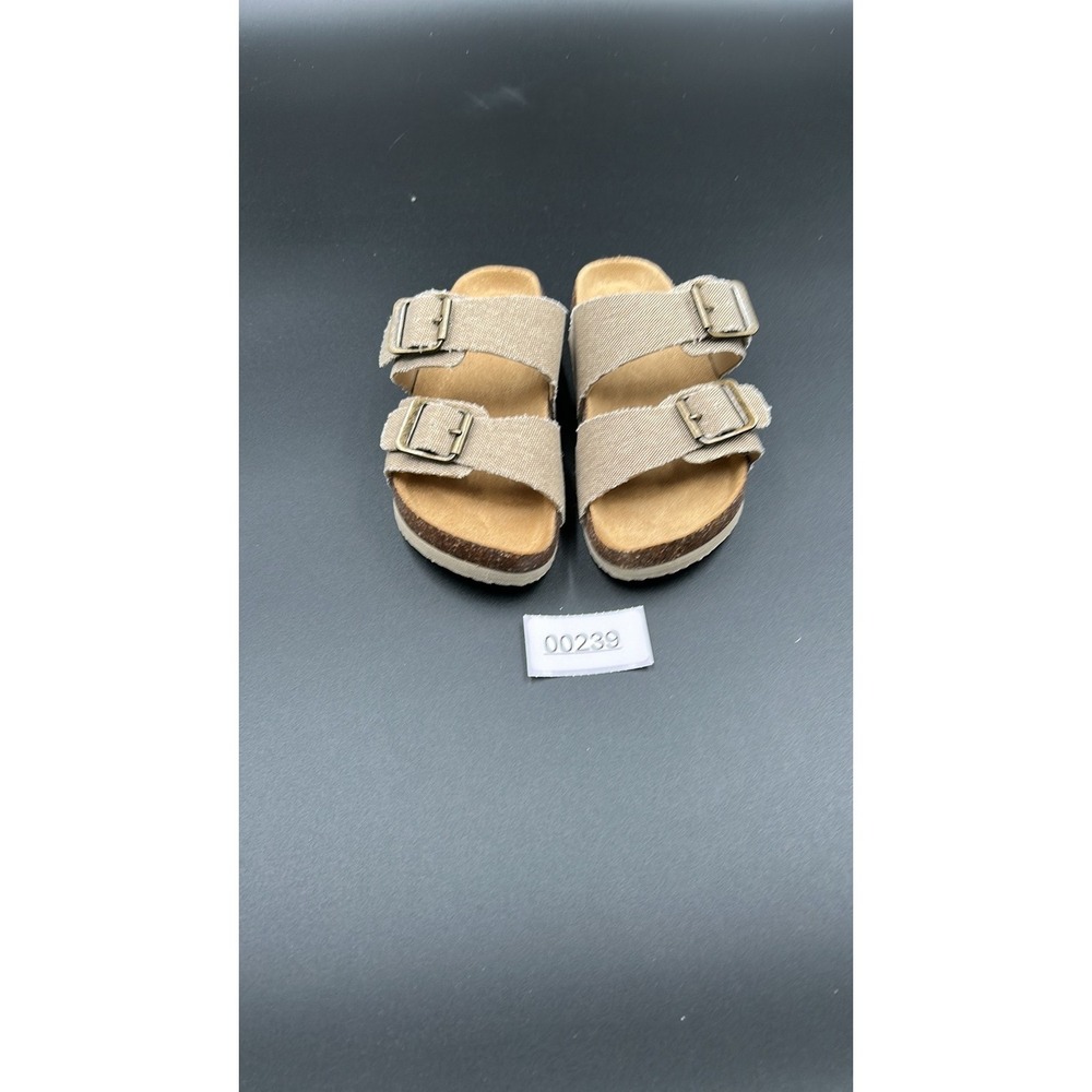 Gap Kids Frayed Canvas Double Buckle Sandals Taupe Beige Size 10-11